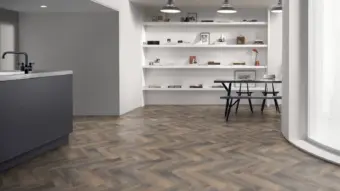 View of Dockland Oak Large Parquet luxury vinyl tile by Amtico