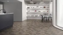 View of Dockland Oak Small Parquet luxury vinyl tile by Amtico