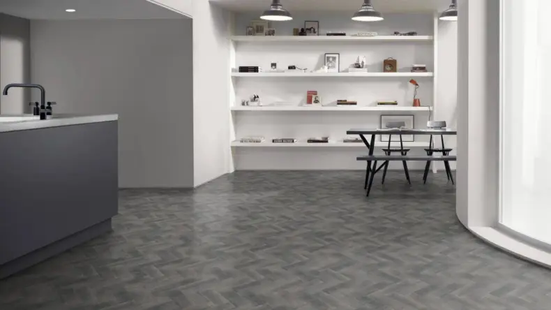 View of Lock Oak Small Parquet luxury vinyl tile by Amtico