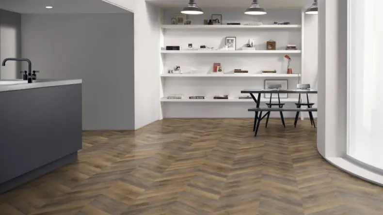 View of Union Oak Pattern luxury vinyl tile by Amtico