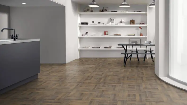 View of Union Oak Pattern luxury vinyl tile by Amtico