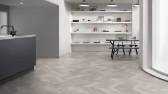 View of Trace Kaolin Pattern luxury vinyl tile by Amtico