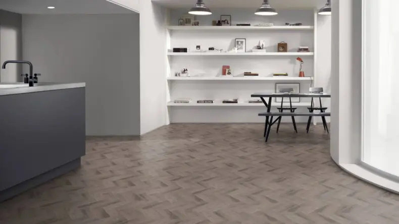 View of Versailles Oak Small Parquet luxury vinyl tile by Amtico