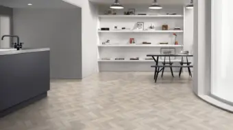 View of Wharncliffe Oak Small Parquet luxury vinyl tile by Amtico