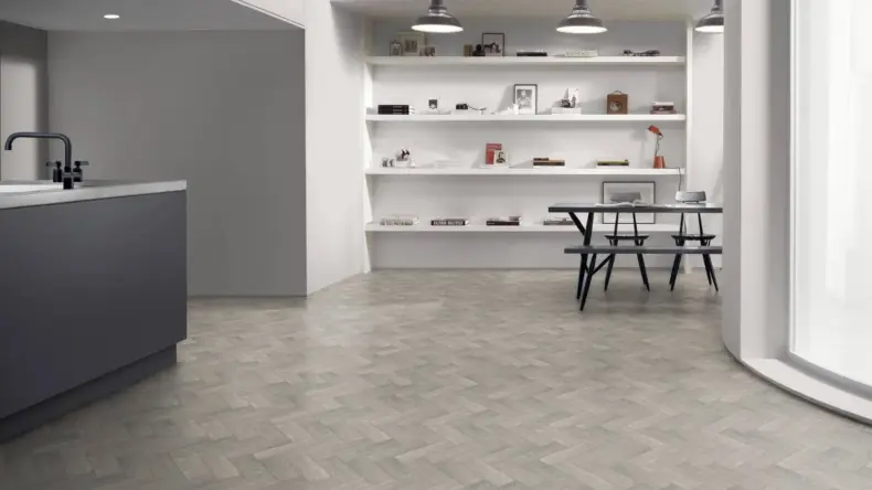 View of Henley Oak Small Parquet luxury vinyl tile by Amtico
