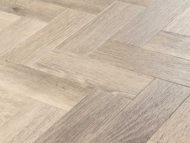 View of Friston Oak Small Parquet luxury vinyl tile by Amtico