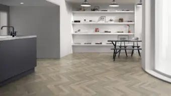 View of Tollymore Oak Large Parquet luxury vinyl tile by Amtico