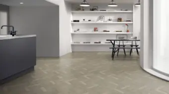 View of Tollymore Oak Small Parquet luxury vinyl tile by Amtico