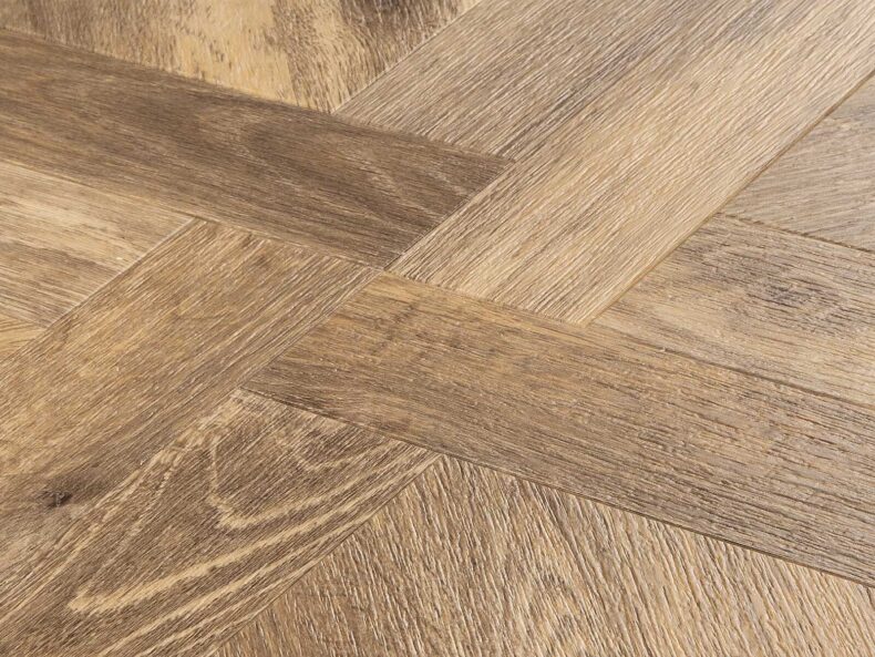 View of Kirby Oak Large Parquet luxury vinyl tile by Amtico