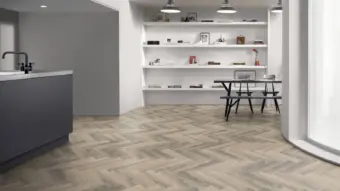 View of Berwick Oak Large Parquet luxury vinyl tile by Amtico