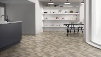 View of Berwick Oak Small Parquet luxury vinyl tile by Amtico