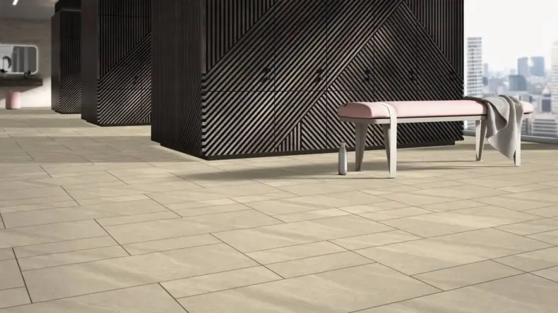 View of Blockley Stone luxury vinyl tile by Amtico