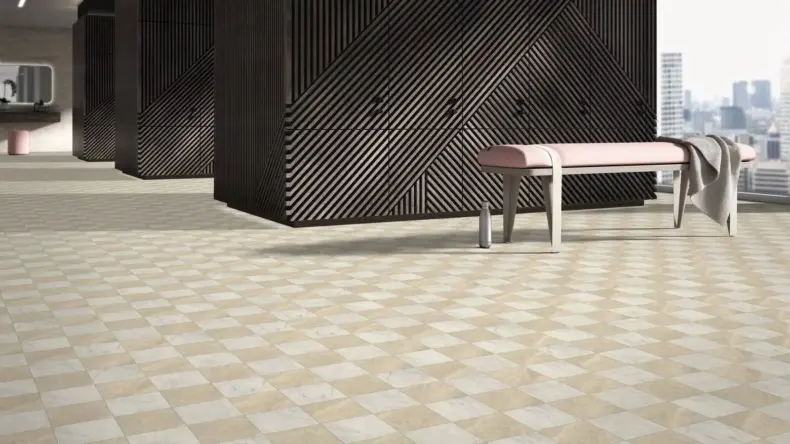 View of Blockley Stone luxury vinyl tile by Amtico