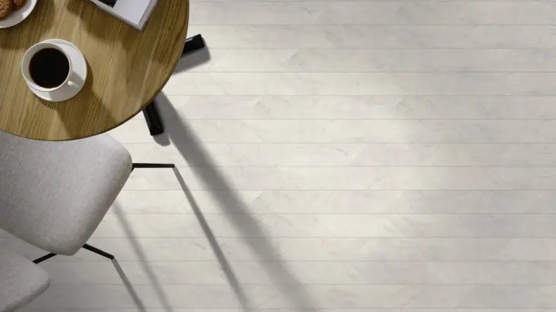 View of Bianco Classic Marble luxury vinyl tile by Amtico