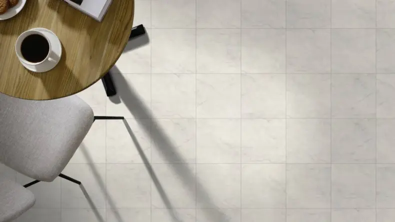 View of Bianco Classic Marble luxury vinyl tile by Amtico