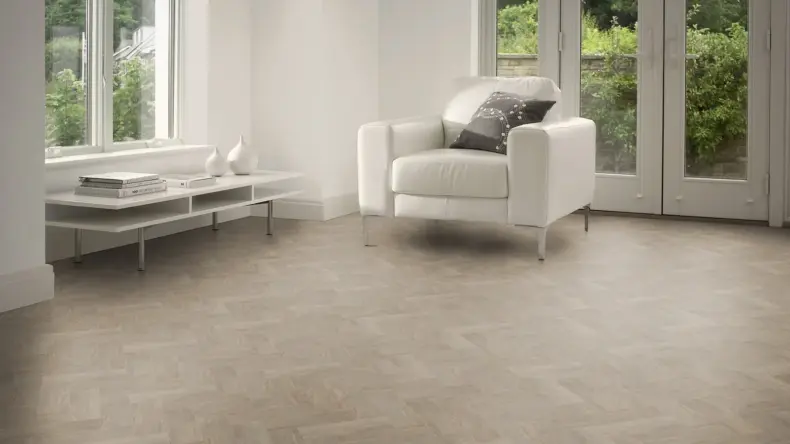 View of Bergen Oak in Small Parquet luxury vinyl tile by Amtico