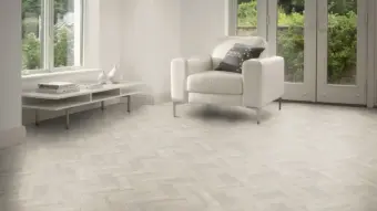 View of Dusted Oak in Small Parquet luxury vinyl tile by Amtico