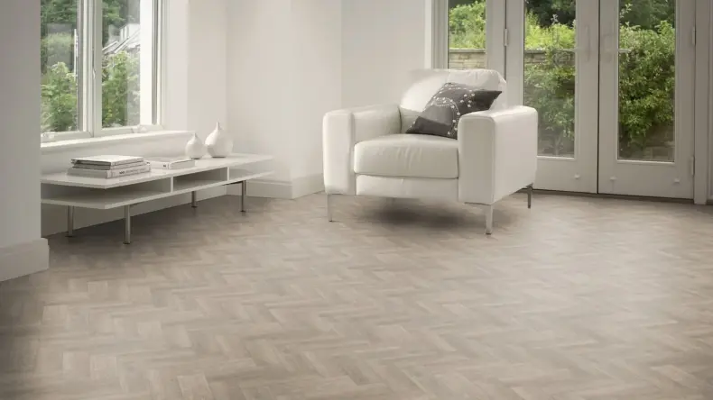 View of Strand Oak in Small Parquet luxury vinyl tile by Amtico