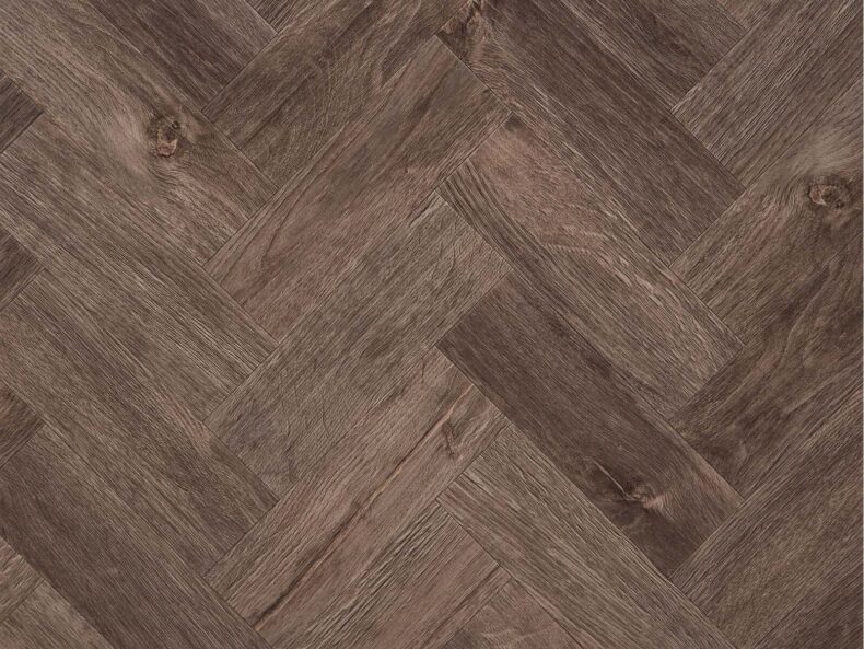 View of Native Grey Wood in Small Parquet luxury vinyl tile by Amtico