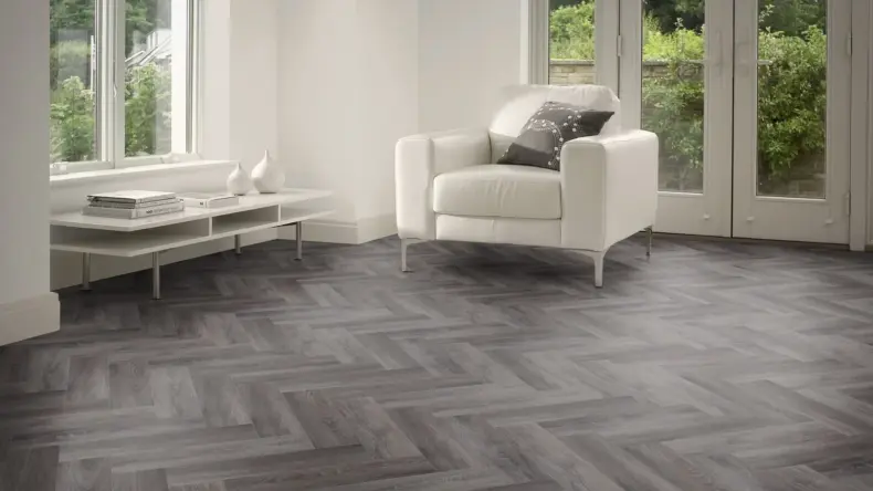 View of Burnished Timber in Large Parquet luxury vinyl tile by Amtico