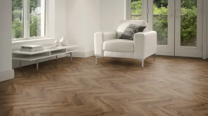 View of Bureau Oak in Large Parquet luxury vinyl tile by Amtico