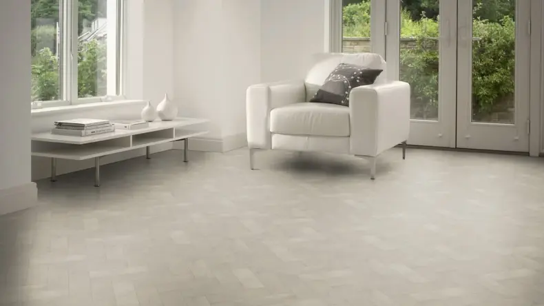 View of Crema in Small Parquet luxury vinyl tile by Amtico