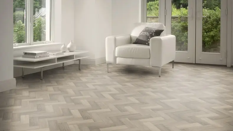 View of Keel Oak in Small Parquet luxury vinyl tile by Amtico