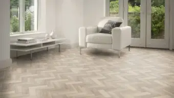 View of Foreshore Oak in Small Parquet luxury vinyl tile by Amtico