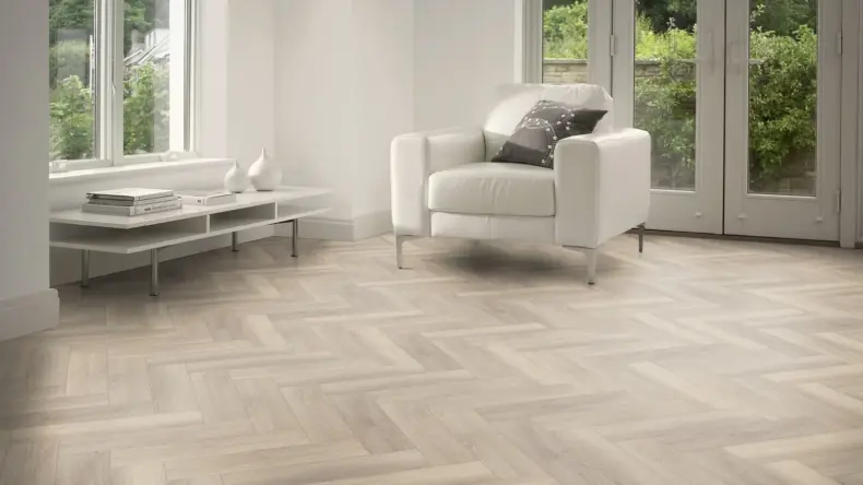 View of Foreshore Oak in Large Parquet luxury vinyl tile by Amtico