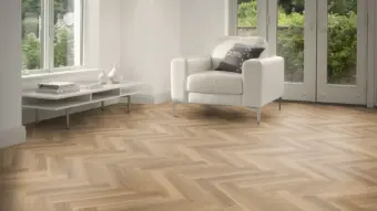 View of Otta Oak in Large Parquet luxury vinyl tile by Amtico