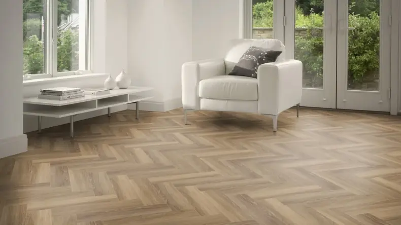 View of Esker Oak in Large Parquet luxury vinyl tile by Amtico