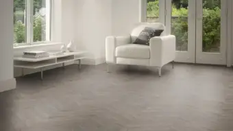 View of Native Grey Wood Pattern luxury vinyl tile by Amtico
