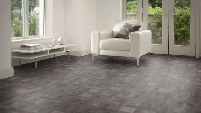 View of Burnished Timber Pattern luxury vinyl tile by Amtico