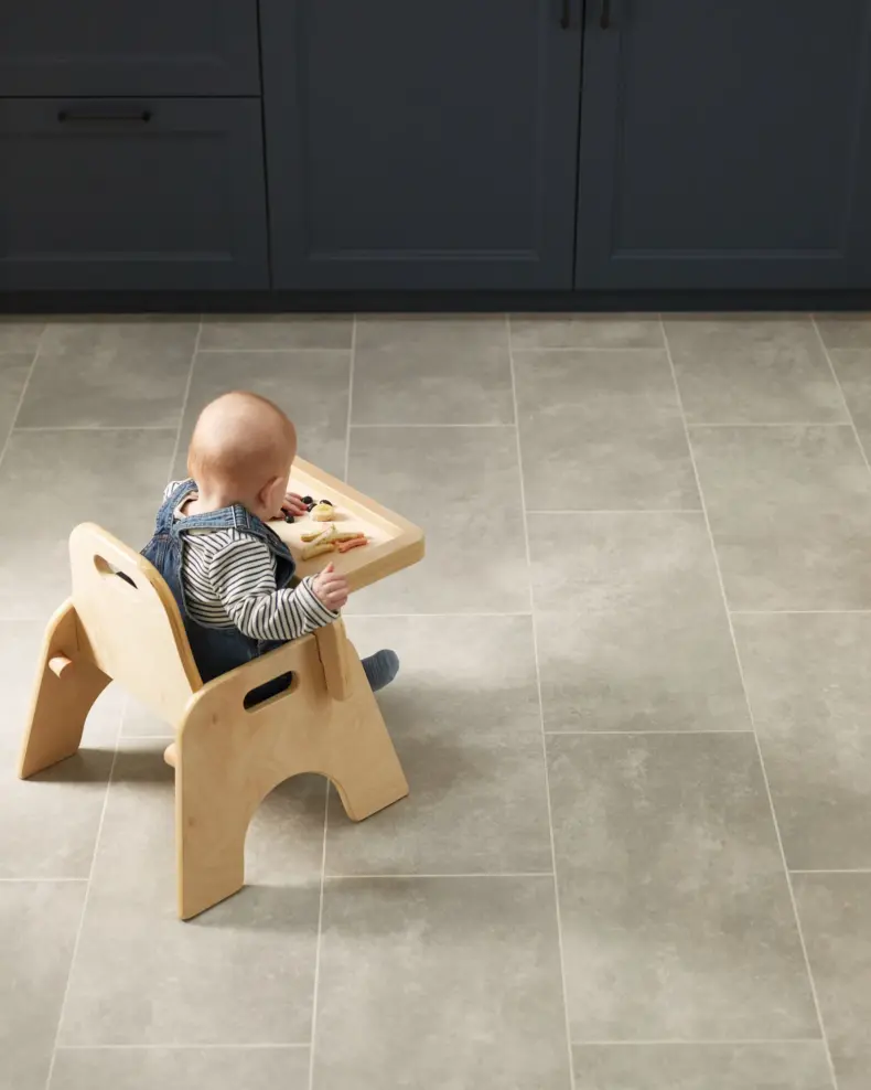 View of City Concrete luxury vinyl tile by Amtico