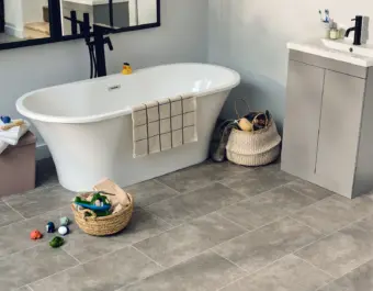 View of Brisk Stone luxury vinyl tile by Amtico