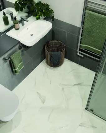 View of Clarence Marble luxury vinyl tile by Amtico
