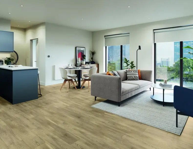 View of Smokehouse Oak luxury vinyl tile by Amtico