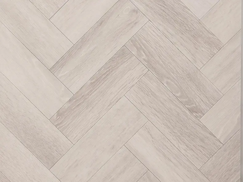 View of Spacia Iced Oak in Small Parquet luxury vinyl tile by Amtico