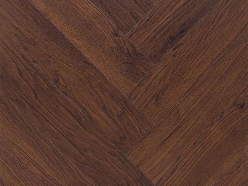 View of Spacia Black Walnut in Small Parquet luxury vinyl tile by Amtico