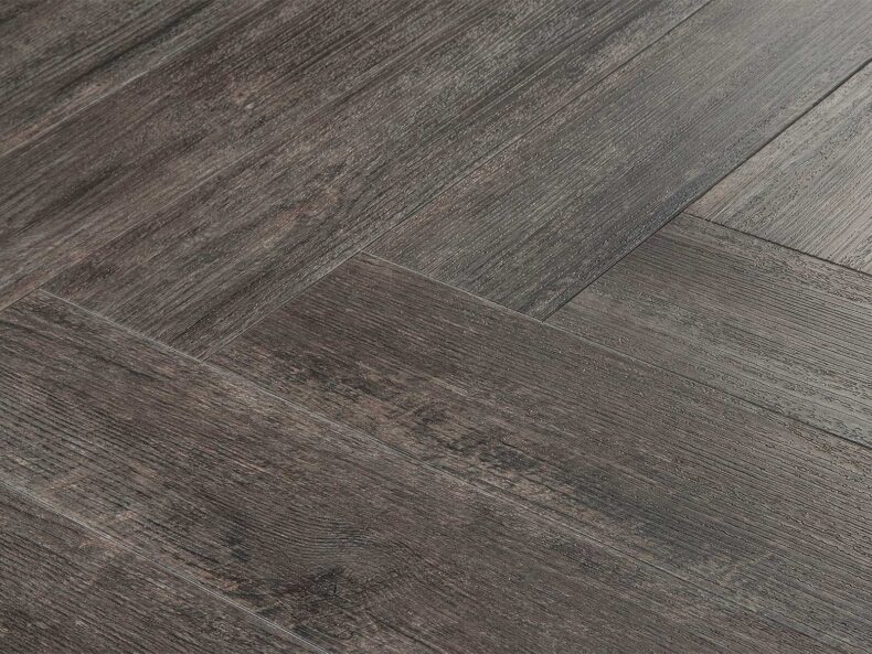 View of Spacia Blackened Spa Wood in Small Parquet luxury vinyl tile by Amtico