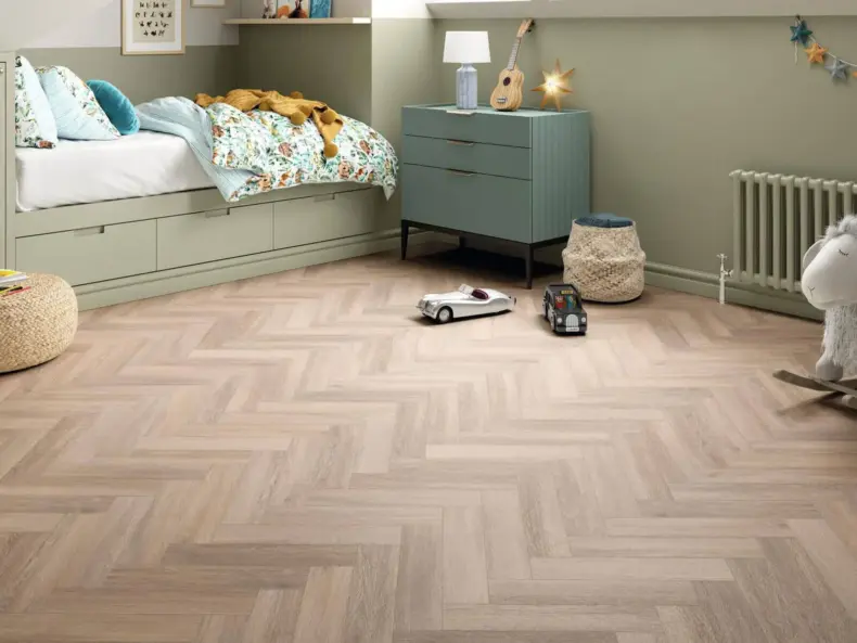 View of Spacia Powdered Oak in Large Parquet luxury vinyl tile by Amtico