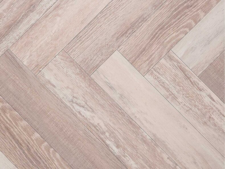 View of Spacia Washed Salvaged Timber in Large Parquet luxury vinyl tile by Amtico