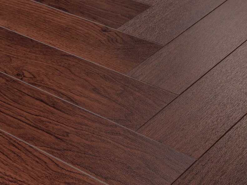 View of Spacia Black Walnut in Large Parquet luxury vinyl tile by Amtico