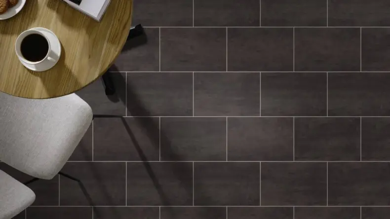 View of Spacia Steel Small Rectangle luxury vinyl tile by Amtico