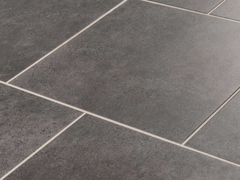 View of Spacia Ceramic Flint Small Square luxury vinyl tile by Amtico