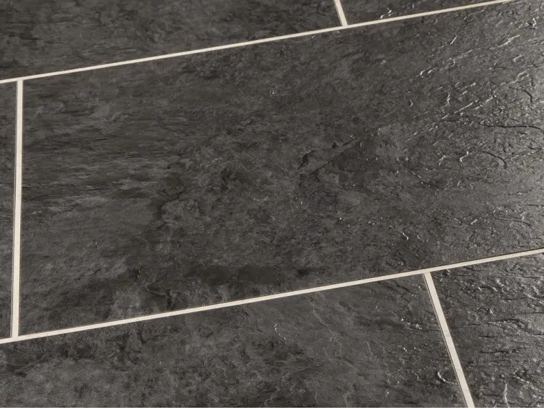 View of Spacia Monmouth Slate Small Square luxury vinyl tile by Amtico