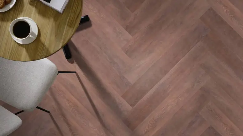 View of Spacia Carriage Oak Wide Plank luxury vinyl tile by Amtico