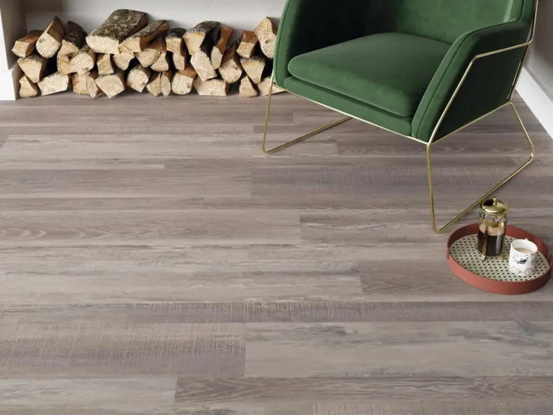 View of Spacia Urban Salvaged Timber Wide Plank luxury vinyl tile by Amtico