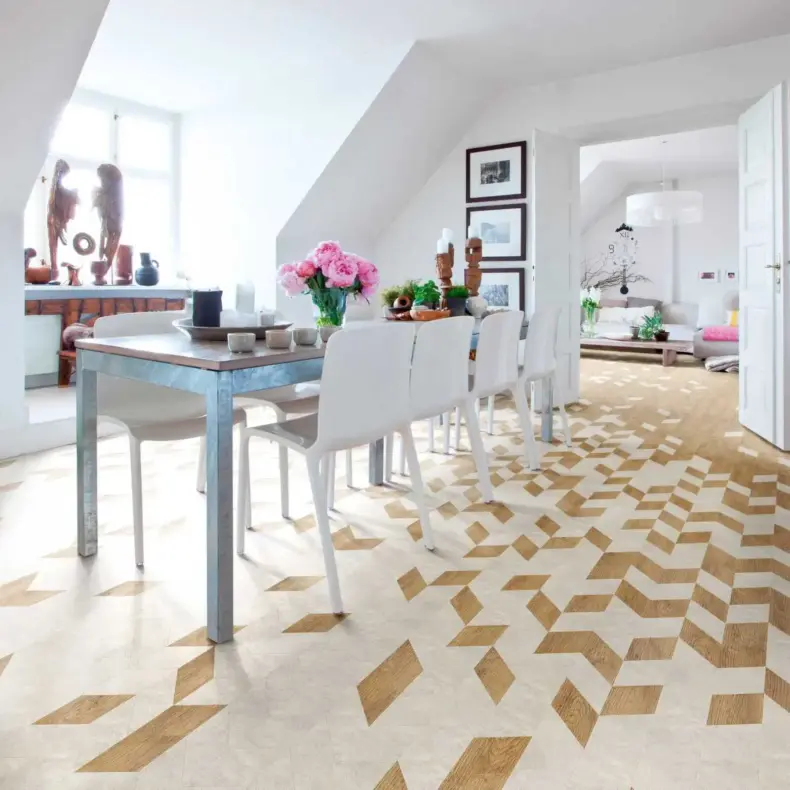 View of White Metalstone 2332 luxury vinyl tile by Camaro