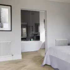 View of Naked Blond Oak Large Parquet LPQ2257 luxury vinyl tile by Camaro
